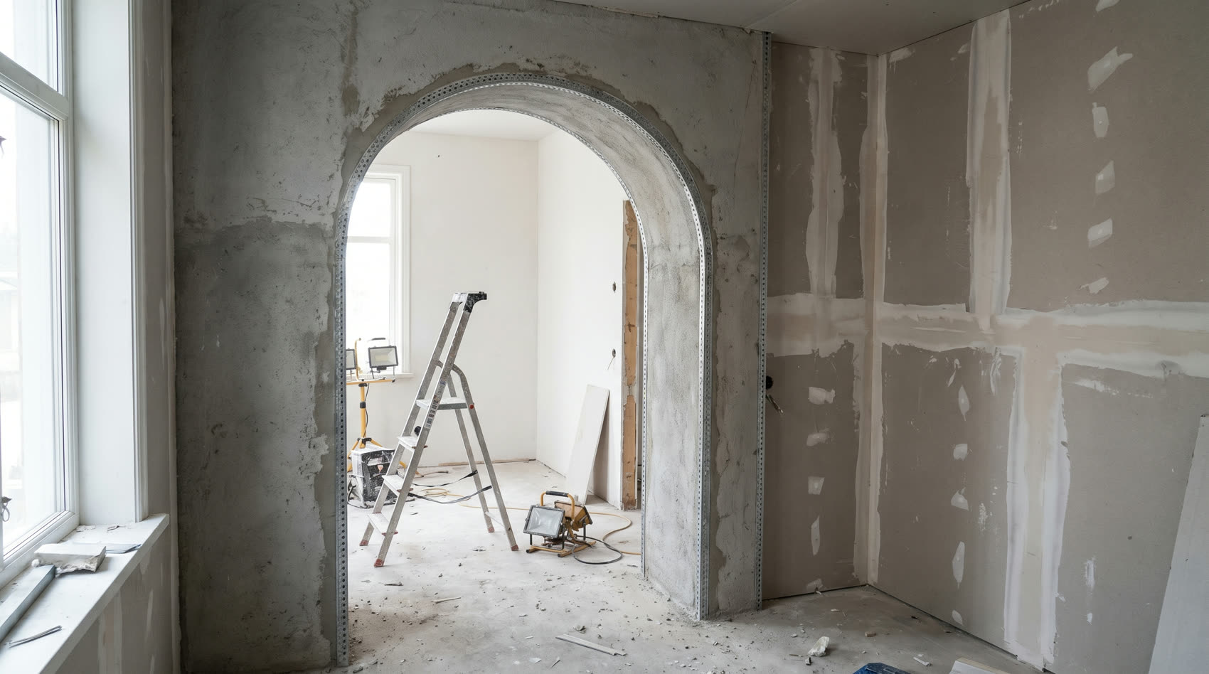 Unfinished corner and archway